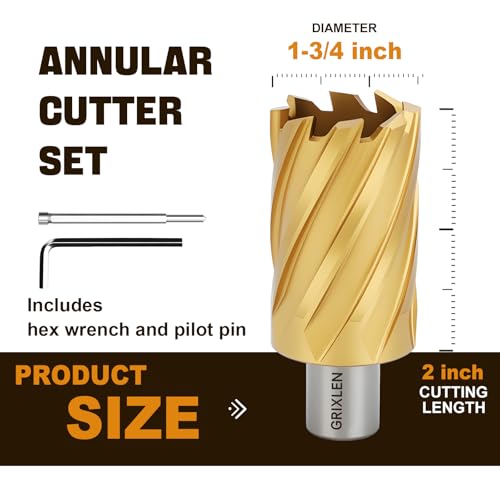1-3/4"x2 HSS Annular Cutter,Diameter 1-3/4",Cutting Depth 2" - size: 1-3/4x2"