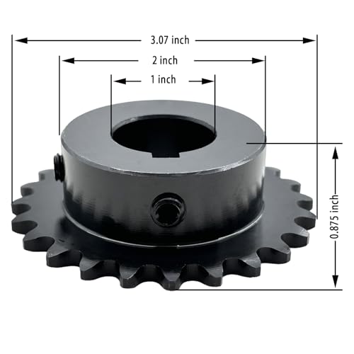 #35 Roller Chain Sprocket Type B 1 inch Bore 24 Tooth, Hardened Antirust 1045 Steel Drive Sprockets 35B24-1