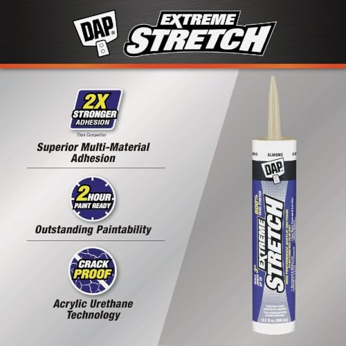 DAP Extreme Stretch Acrylic Urethane Premium Elastomeric Sealant, Almond, 10.1 Oz (7079818717) - color: Almond, size: 10.1 Fluid ounce