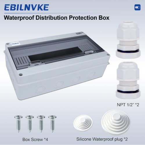 18 Way Circuit Breaker Box, Waterproof Distribution Protection Box - color: HT, size: 18 Way 370x110x210 MM