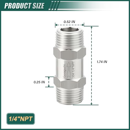 1PCS Stainless Steel 1/4" NPT Male Check Valve, Way Non-Return Check Valves, Backflow Prevention for fuel/air/liquid/oil/gas - color: Pipe Thread Fittings, size: 1/4" MNPT