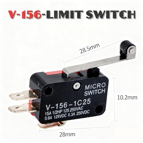 lkelyonewy V-156-1C25 Micro Limit Switch with Short Hinge Lever Momentary Spdt 1No 1Nc Snap Action (10Pcs)