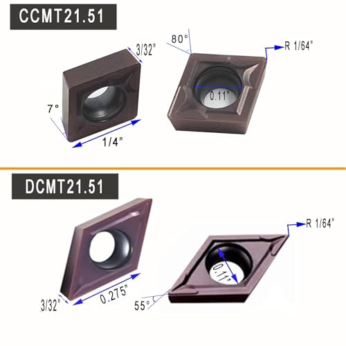CCMT21.51 CCMT060204 DCMT21.51 DCMT070204 Carbide Turning Inserts,CCMT Insert DCMT Insert Mutilayer Coated Lathe Replacement Inserts for Lathe Turning Tool Holder - color: 20pcs CCMT21.51+DCMT21.51