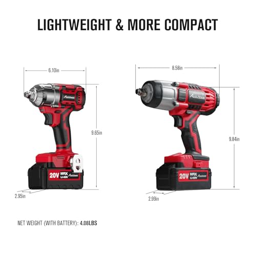 AVID POWER 1/2" Cordless Impact Wrench, 20V Brushless Impact Gun, 3 Speeds - color: Light Red