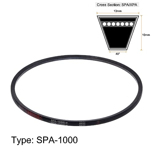 HARFINGTON SPA-1000 V-Belts Drive Belt 1000mm Pitch Girth 13mm Width 10mm Height Rubber for Power Transmission - size: 1000mm