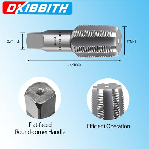 DKIBBITH 1" NPT Pipe Tap Carbon Steel Hand Threading Tool for Assorted Plumbers Mechanics DIY Thread cutting tools. - size: 1"