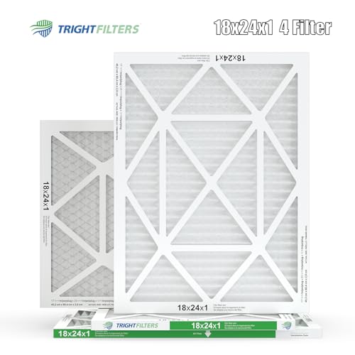 TRIGHTFILTERS 18x24x1 Air Filter 4 Pack, MERV 8 Pleated HVAC Furnace Filter - size: 18x24x1
