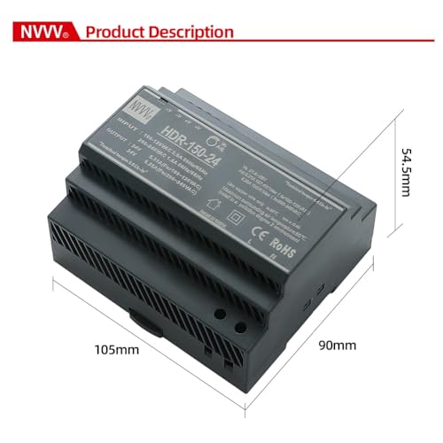 HDR-150-24 Ultra Slim Step-Shape DIN Rail Power Supply, 24Volt 5.31Amp 127.4Watt - size: 24V 5.31A