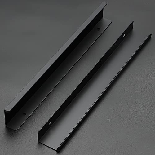 Ravinte 1 Pack Finger Pulls for Cabinets 254mm/10 Length Black Edge Pulls - size: 254mm/10" Overall Length