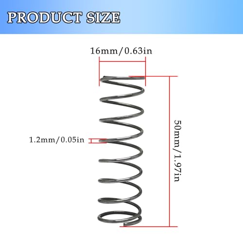 10 Pcs Compression Spring,Spring Steel,for Repair Industry and DIY Restoration Projects,1.2mm Wire Size,16mm OD,50mm Free Length - size: 1.2x16x50mm