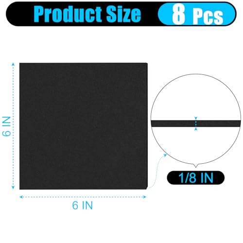 ToLanbbt 8 PCS Adhesive Foam Padding Sheets Closed Cell Neoprene Foam Sheet 1/8" Thick, 6" x 6" Self Stick Insulation Anti Vibration Pads Anti-Slip for Furniture, Cars, Speakers, DIY - size: 6" x 6" x 1/8"