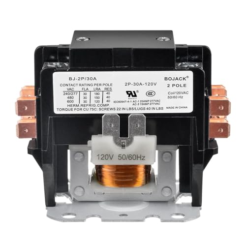 BOJACK 2 Poles FLA 30 Amp Coil 120 VAC Air Conditioner Condenser Compressor Contactor Motor Definite Purpose AC Contactor - size: 2P 30A 120V