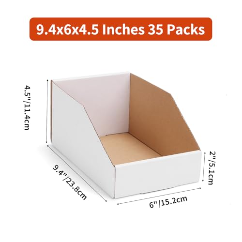 ZBEIVAN Cardboard Storage Bins Boxes 35 Packs 9.4x6x4.5 Inches, Easy Assembly Pantry Organizer Bins for Shelf, White - color: White, size: 9.4x6x4.5 inch