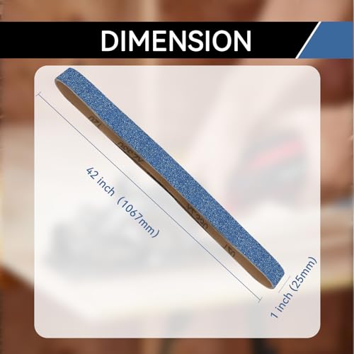 1x42 Inch Sanding Belts 12 Pcs 3 Grits Sizes (4 Each of 80/120/150 Grits) Heavy Duty Belt Sander Zirconia Belt Sander Paper for Wood, Metal, Stainless Steel, Cars, and Furniture - size: 1x42 inch