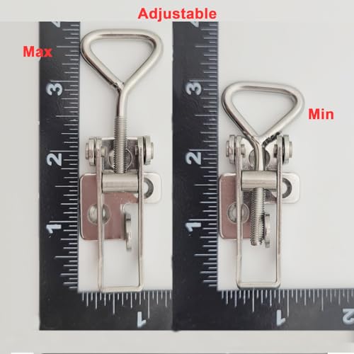 2 Pack OWACH Stainless Steel Adjustable Draw Latch Adjustable-Grip Padlockable Toggle Clamp (2 Pack, Small 2.95"~3.74") - size: 2 Pack, Small 2.95"~3.74"