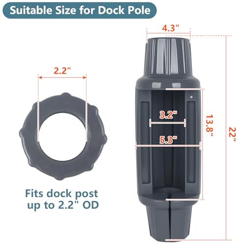 Dock Bumpers for Poles 2/4/6 Pack, Dock Post Bumpers 2" Diameter, Dock Bumpers for Docking Pole Bumpers for Post Slip-on Vertical Soft UV-Resistant Marine Grade Vinyl Black/White/Blue/Grey/Red/Purple - style: Grey-2 Pack-Large