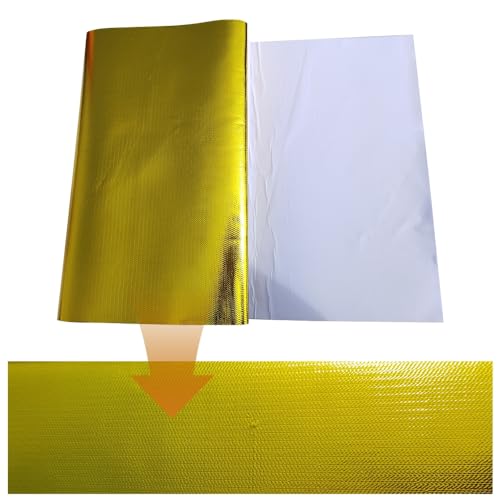 Gold Adhesive Backed Heat Shield Material Heat Shield Mat Automotive Heat Shield Heat Shield Wrap,Fiberglass Thermal Insulation (golden 12'' X 24'') - color: Gold, size: 12 x 24 Inch