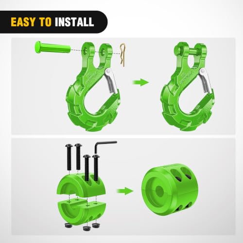 Nilight 3/8-Inch Forged Steel Winch Hook with Cable Hook Stopper - color: Green