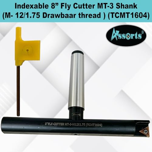 8″ Balanced Fly Cutter Indexable Face Milling Cutter with MT3 Shank (M12 × 1.75 Drawbar Thread), Single TCMT1604 Insert, Torx Screw & Star Key Included - size: 8" Fly Cutter MT3 Shank (M12 x 1.75)