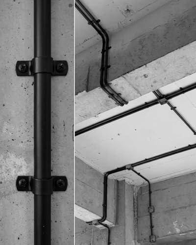 Black Metal U-Bracket U-Clamp 3/4 Inch 6-Pack - Heavy Duty 2-Hole Pipe Bracket Rust-Protected Industrial Style for DIY Furniture Plumbing - size: 3/4 INCH
