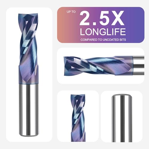 SpeTool Upcut Spiral Router Bit 1/2 Shank, 1-1/4 Inch Cutting Length, TAC Coated CNC Router Bits, Solid Carbide End Mill for Woodworing Cutting, Slot Mortise, Carving, Engraving - size: 1/2" Dia - 1-1/4" CL -1/2" Shank, style: UP CUT