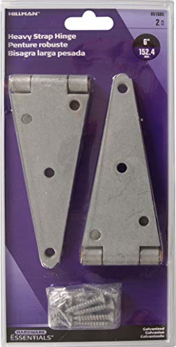 Hillman Galvanized Steel Heavy-Duty Strap Hinges for Gates, 6 in, 2 Pk