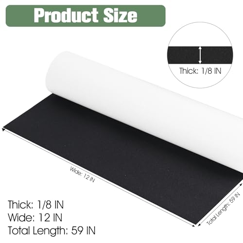 ToLanbbt Sponge Neoprene Foam Sheet with Adhesive - 1/8” Thick, 12” x 59” Closed Cell Foam Rubber Roll, Weatherproof Soundproof Padding for Automotive, Cabinet, Furniture, Crafts, DIY, Black - color: Black, size: 12 in x 59 in x 1/8 in