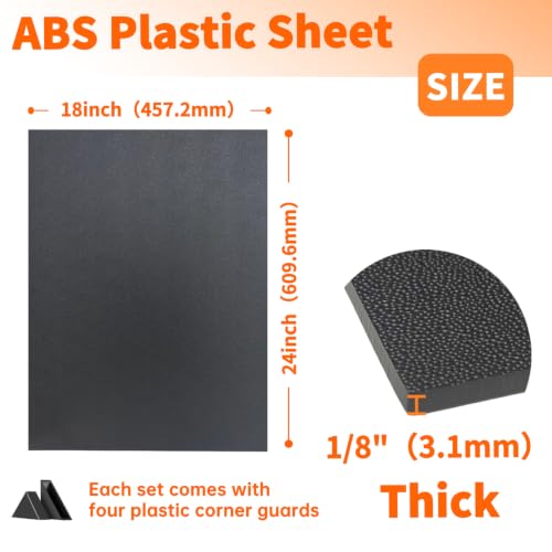 Black ABS Plastic Sheet 1/8 Inch Thick 18" x 24" (1-Pack) Textured & Smooth - size: 18" x 24", 1/8" Thick