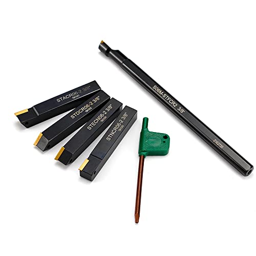 OSCARBIDE 3/8" Shank Lathe Turning Tool Set TCMT21.51 Inserts,5-Piece