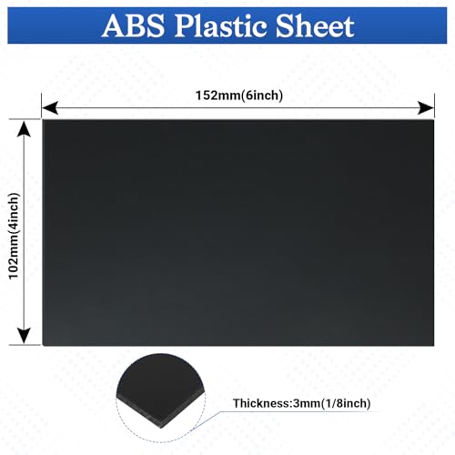 4 Pack Black ABS Plastic Sheet, 6" x 4" x 1/8" Thick Hard Thermoplastic Sheet, Moldable Plastic Panel for Crafts, Car Interiors, Home Decor, DIY Projects - color: Black, size: 6"x4"x1/8"