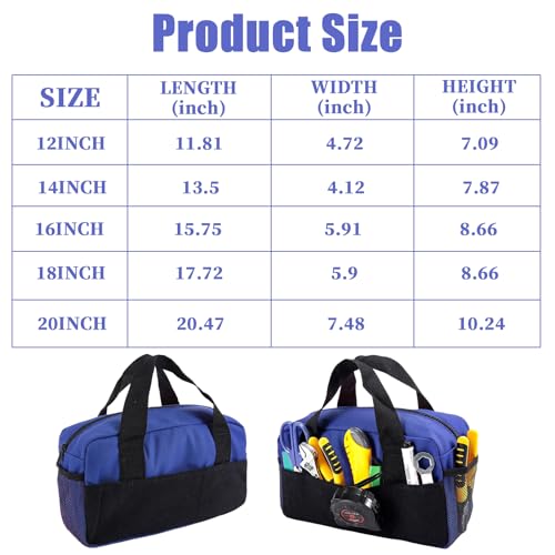 18" Tool Bag, Small Capacity Tool Bags for Men, Canvas Tools Organizer Bag - color: Blue, size: 18 Inch
