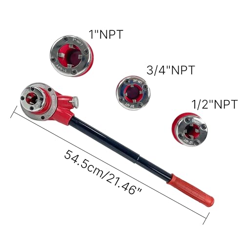 HFS(R 3-Die NPT Ratchet Pipe Threader Kit, 1/2, 3/4 and 1 Inch - size: with 3 Dies
