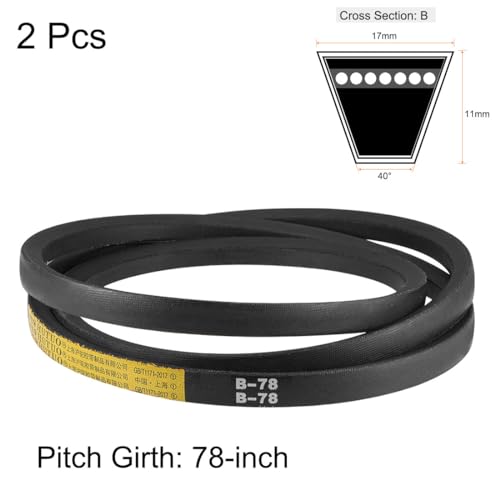uxcell B78 V-Belts 78" Pitch Length, B-Section Rubber Drive Belt 2pcs - size: 78"