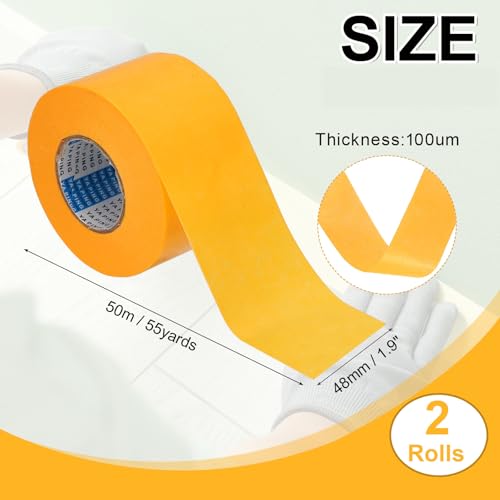 2roll Masking Tape (1.9" x55Yards Yellow) No Residue Universal Tape - color: Yellow, size: 1.9" x 55Yards