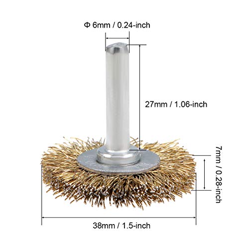 uxcell 1-1/2Inch Wire Wheel Brush Bench 1/4-Inch Shank Crimped Steel 10 Pcs - size: 1 1/2Inch