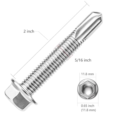 Wensilon 2lbs 5/16×2" Stainless Steel Self Drilling Screws, 40 PCS - color: Silver, size: 5/16×2"