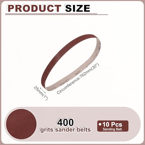 HARFINGTON 1 x 30 Inch Sanding Belts, 10 Pcs 400 Grits Aluminum Oxide - size: 1x30 inch(400 grit)
