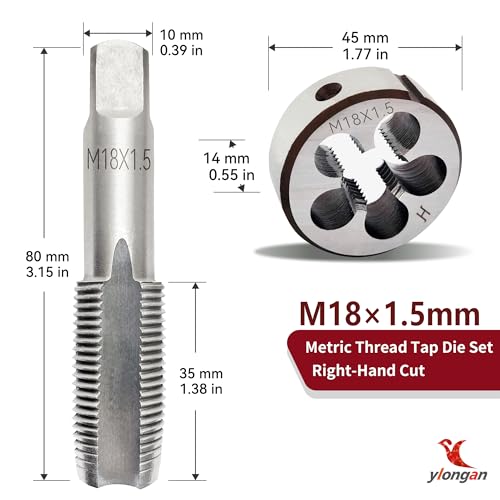 M18x1.5 Tap and Die Set, Metric Right-Hand HSS M18 x 1.5 Tap Die Set - size: m18 x 1.5