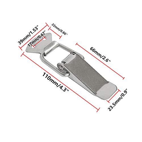 4pcs Spring Loaded Toggle Latch, Stainless Steel, Large Size, Silver - size: 110mm/4.3" 4pcs A