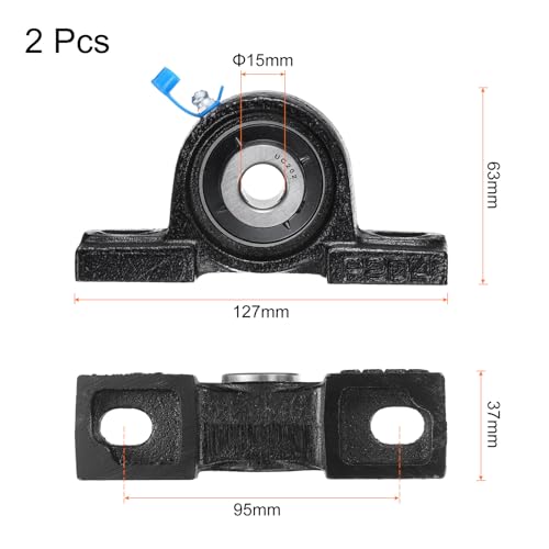 uxcell 2pcs UCP202 Pillow Block Bearings 15mm Bore Bearing Units Cast Steel Flange Mounted Bearing Housing - size: UCP202 ID 15mm