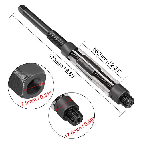 uxcell Adjustable Hand Reamer 17-19mm High Speed Steel H8 6 Straight Flutes Milling Cutter Tool Metric Reaming Drill Bit for Metal - size: 17-19mm