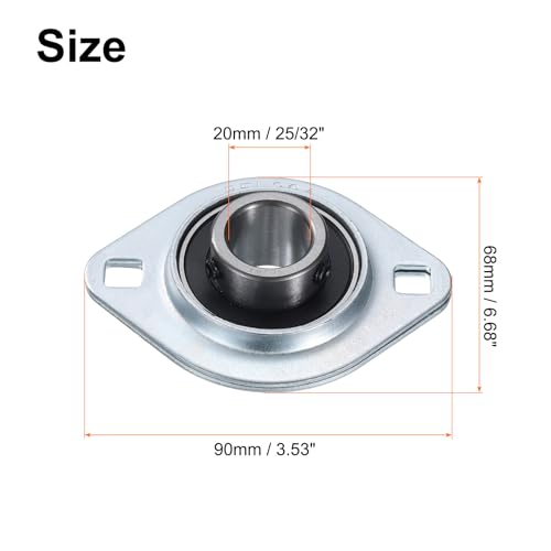 uxcell SBPFL204 Pillow Block Bearings 25/32" Bore Bearing Units Steel Flange Mounted Bearing Housing with Wrench - size: SBPFL204 (ID 25/32")