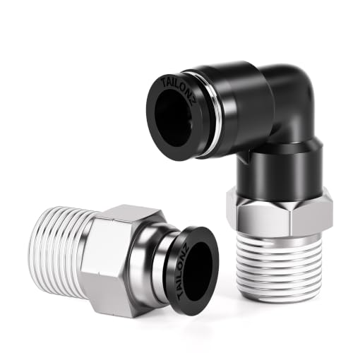 TAILONZ 1/2" x 3/8" NPT Push to Connect Straight & Elbow Fitting Kit 12Pcs - size: 1/2"OD x 3/8"NPT