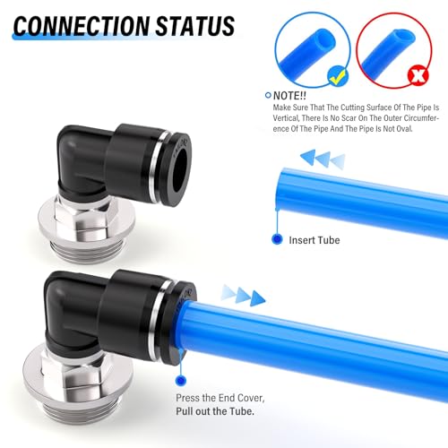TAILONZ 6mm x 3/8" BSP Push to Connect Elbow Fitting 10Pcs - size: 6mm OD 3/8" BSP