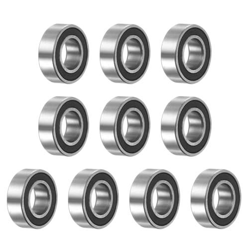 uxcell 10pcs MR126-2RS Miniature Deep Groove Ball Bearings 6x12x4mm Rubber Sealed Bearings for TRX4 1/10 RC Cars Trucks, 3D Printer, P6 (ABEC 3) - color: Black, size: 6x12x4mm