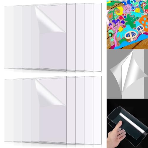 Clear Flexible Plastic Sheets, Set of 10 PET Sheets 12"×12"×0.02"