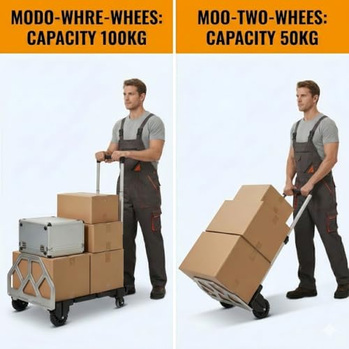 Upgraded 3-in-1 Folding Hand Truck, 500 lbs Capacity Heavy Duty Convertible Dolly Cart with Rubber Wheels, Collapsible Hand Truck with Telescopic Handle, Suitable for Moving, Stair Climbing