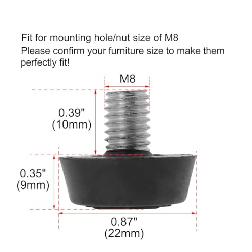 uxcell M8 x 10 x 22mm Furniture Glide Leveling Feet 20 Pack