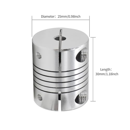 2 Pieces 10mm to 10mm Stepper Motor Shaft Coupling 30mm Length 25mm Diameter Shaft Coupler Aluminum Alloy Joint Connector for 4D Printer CNC Machine DIY Encoder - size: 10mm to 10mm