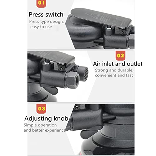 Professional Heavy Duty 5" Dual Action Random Orbit Air Sander, Orbital Pneumatic Palm Sander -Composite Design, Low Vibration - size: 5inch